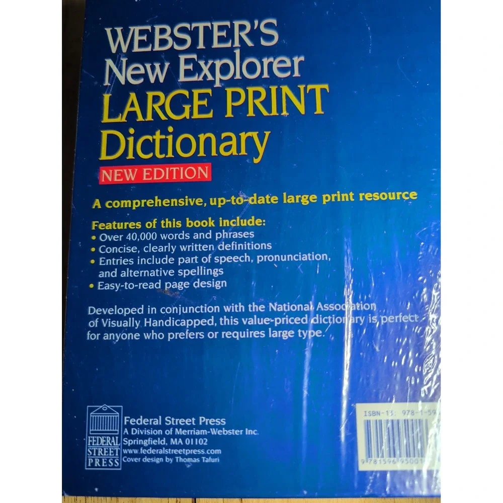 Websters® Large Print Dictionary New Sealed. New Edition New Explorer
